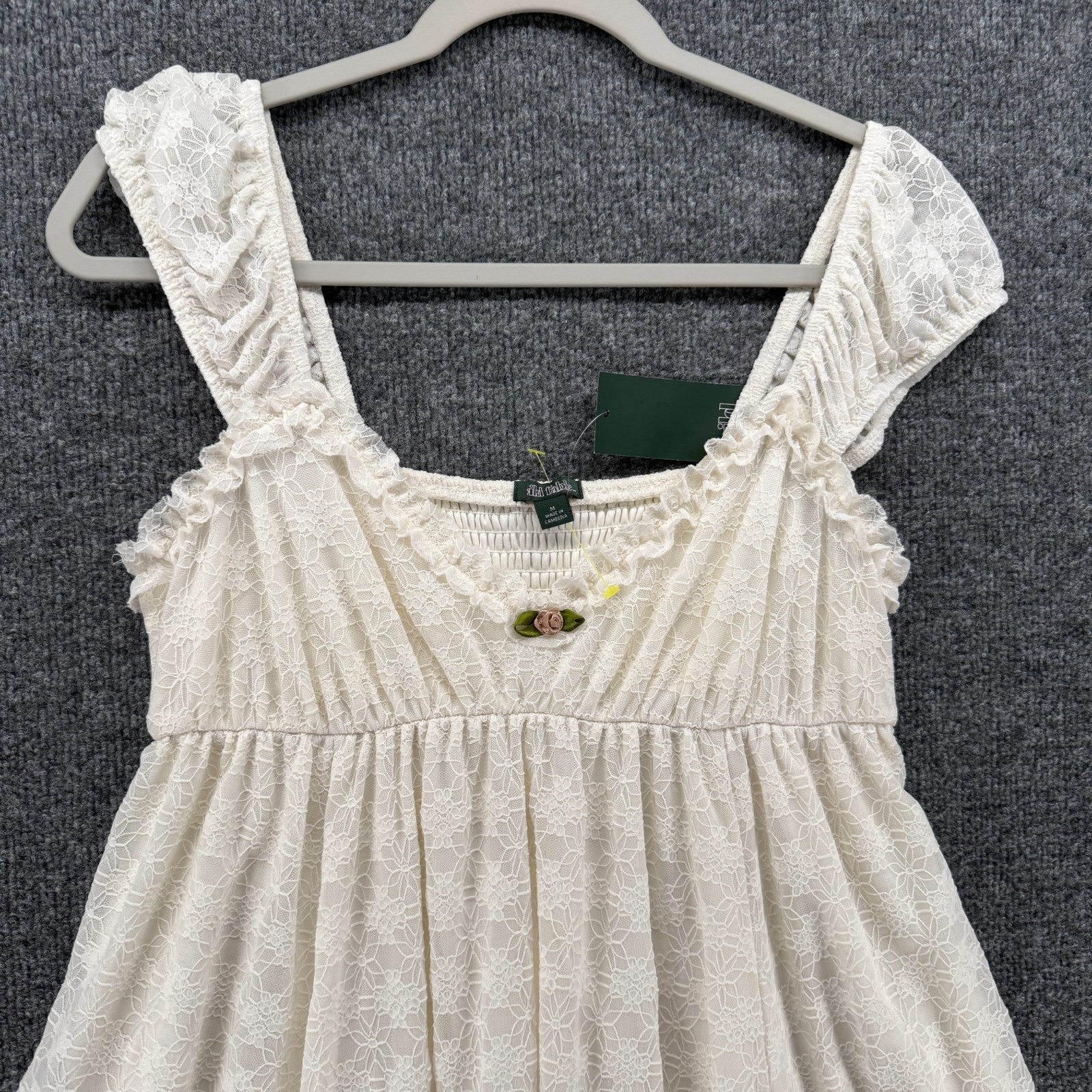 Womens Dress Size M Lace Floral Sleeveless Babydoll Coquette Fairy Cottagecore