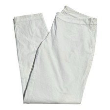 Eileen Fisher Organic Cotton Straight Leg Pant Women  s M White Stretch Ankle Zip