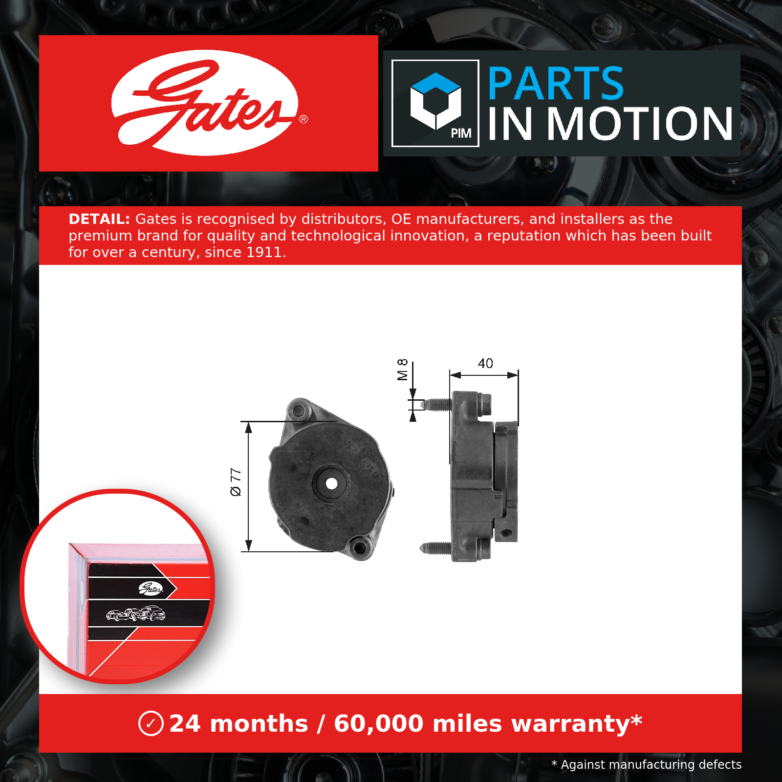 Aux Belt Tensioner fits VW PASSAT 1.9D 91 to 97 Drive V-Ribbed Gates 028903315R - Image 12