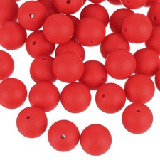 50Pcs 12mm Silicone Beads, Round Loose Rubber Bead for DIY Dark Red