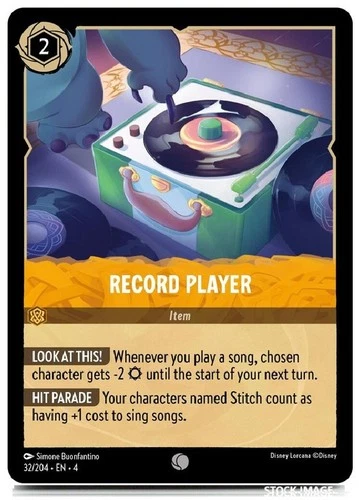 Record Player Common 32 / 204 Disney Lorcana Ursula's Return EX/MT Lilo & Stitch - Picture 1 of 4