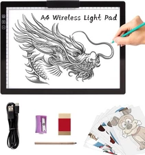 A4 Wireless LED Light Pad with Innovative Stand and Top Clip, TOHETO Black 