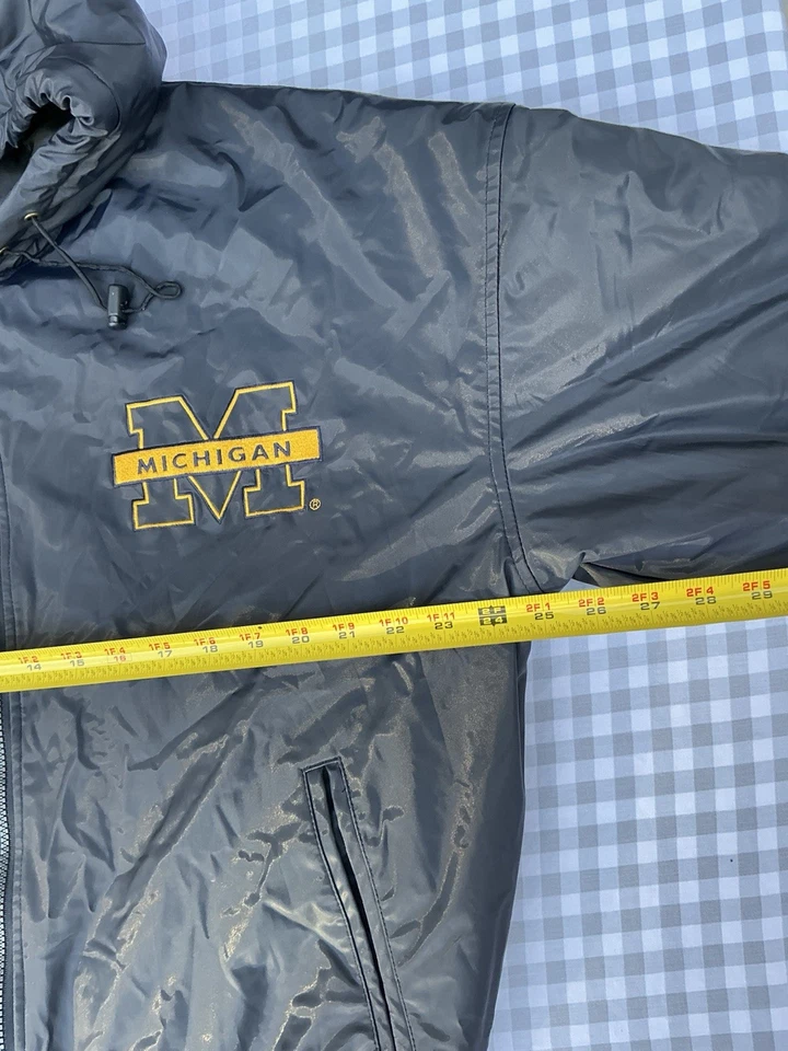 Винтажный Мичиган футбол Bomber куртка пальто ветровка размер средний 90-х Y2K - Изображение 4 из 4