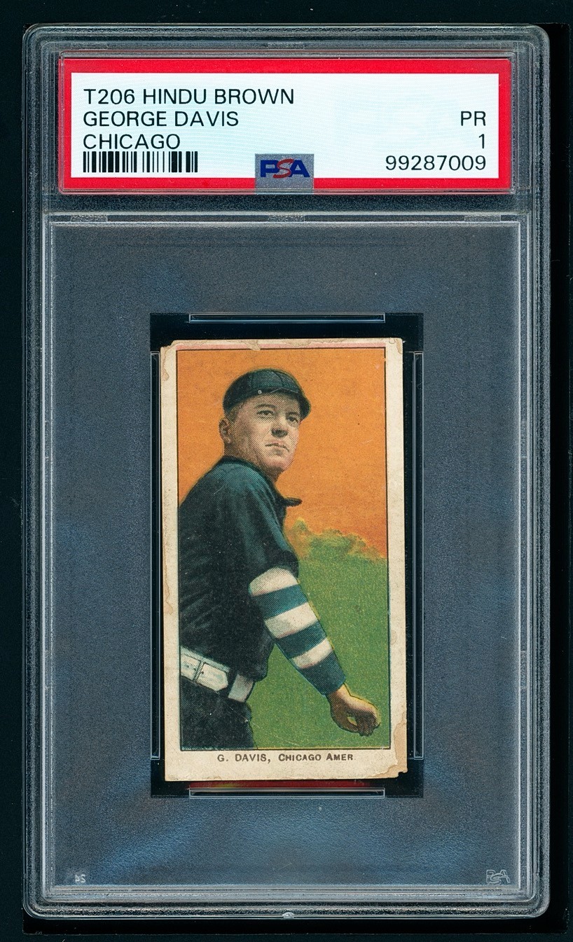 ⚾️ 1909-11 T206 HINDU George Davis (HOF) - Very Rare - Crease-Free - PSA Pop 2