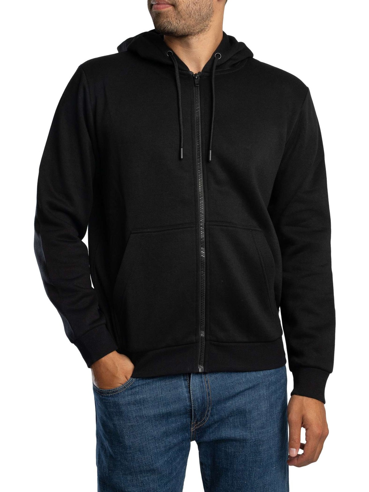 Jack & Jones Relaxed Fit Zip Hoodie - Black - Image 4