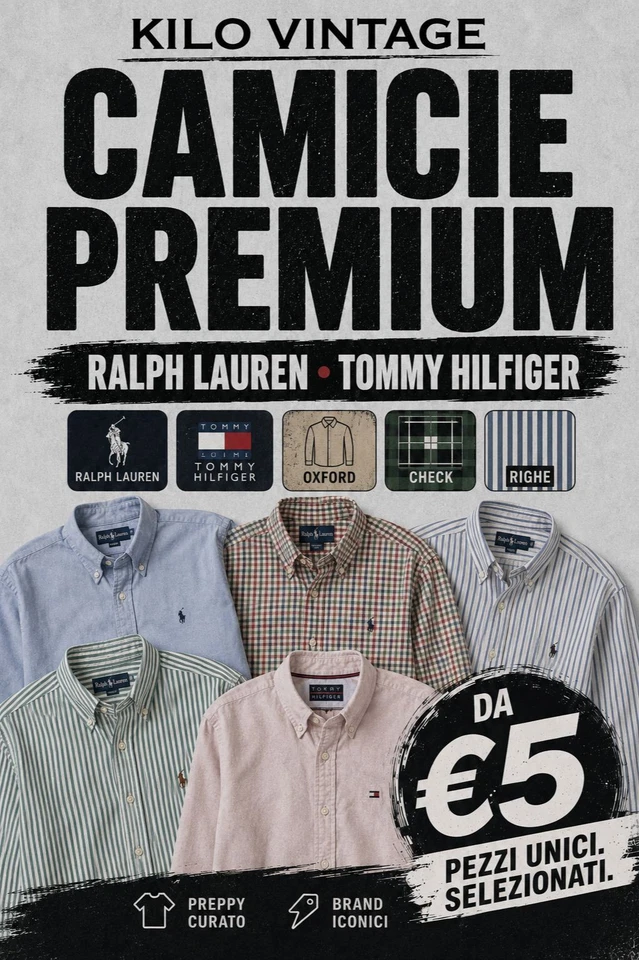 KILO VINTAGE LIVE | Aste da €5 – Camice Ralph Lauren e Tommy Hilfiger