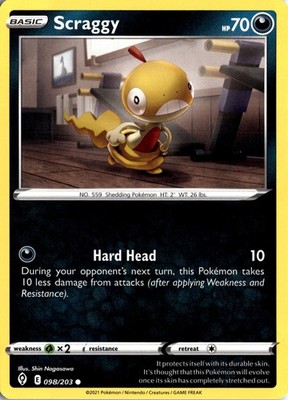 Scraggy 098/203 SWSH07: Evolving Skies Pokémon Card TCG