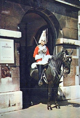 ENGLAND POSTKARTE London Mounted Sentry Horse Guards Whitehall UK J. Arthur Dixon