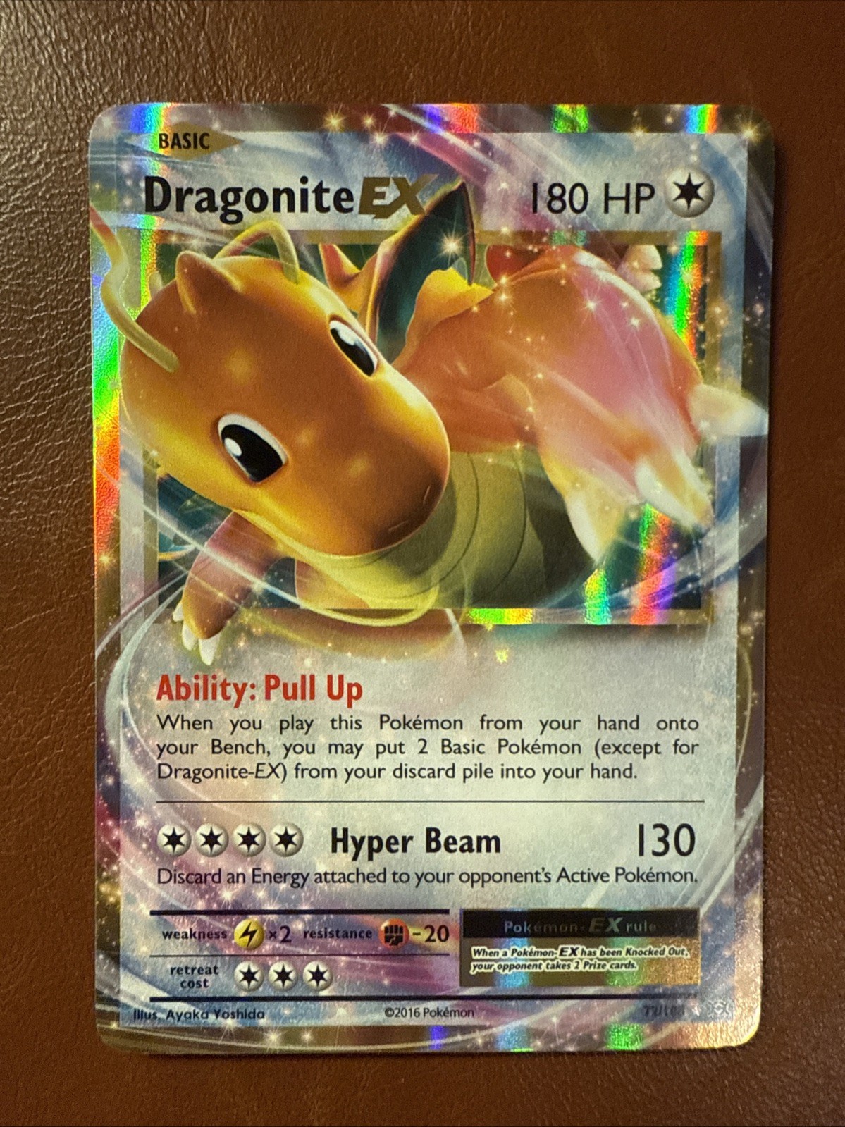 Pokémon 2016 XY Evolutions Dragonite EX Holo 72/108 - Near Mint