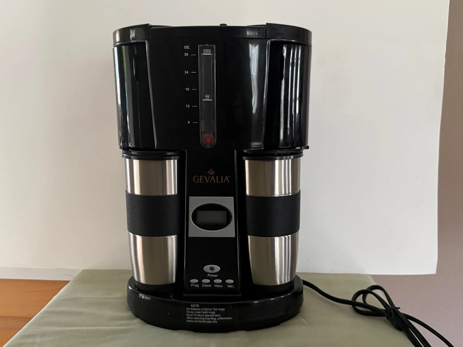 Gevalia WS-O2AT Programmable Coffee Maker for Two with 2 Stainless Mugs