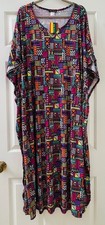 1X/2X/3X New Pink Black White Print Kaftan Knit Beach Cover Dress Nightgown
