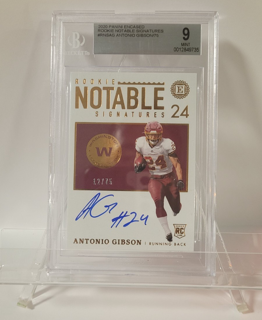 2020 Panini Encased Antonio Gibson Rookie Notable Signatures /75 BGS 9 Auto 10