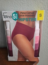 Felina Women's 5-Pack Pima Cotton Wide Waistband Hipster, Multicolor, Size S NEW