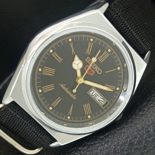 VINTAGE REFURBISHED SEIKO 5 AUTOMATIC JAPAN MENS ROMAN FIGURE WATCH a442626-1
