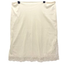 Vassarette Cream Half Slip LGE F Lace Trim Side Slit Bow 60s Vintage Made in USA