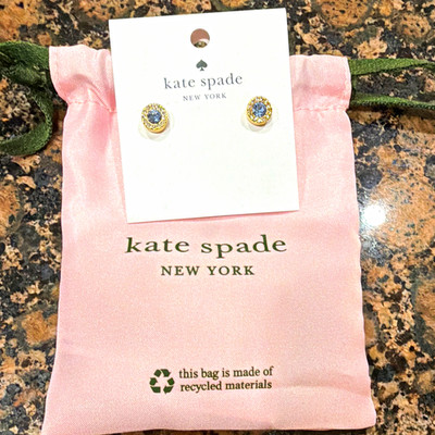 kate spade new york Gold-Tone Blue Simulated Crystal Pavé Stud Earrings CA57710