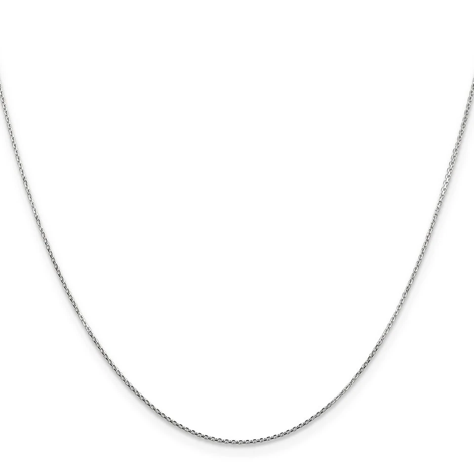 10k White Gold .8mm Diamond-cut Round Open Link Cable Chain Necklace 18" 1.12gm - Imagem 2 de 4
