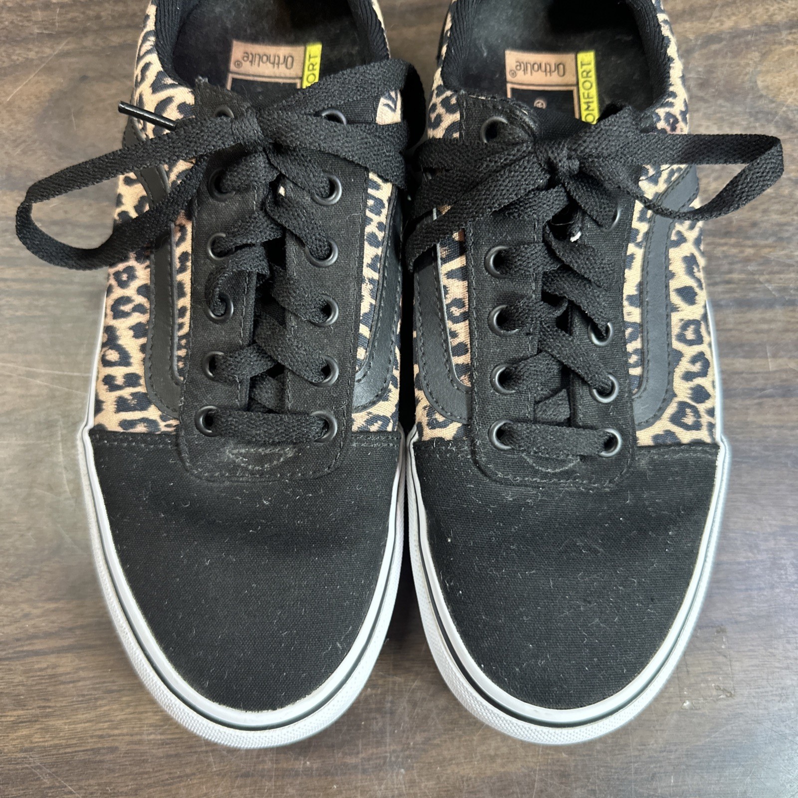 Vans Womens Sneaker Sz 8.5 Cheetah Black White Ortholite Comfort Skater Shoes thumbnail 4