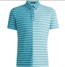 G/Fore Men's Medium Seaglass Split Stripe Contrast Tech Jersey Polo MSRP 120