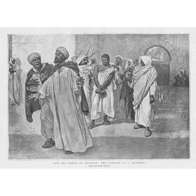 Marokko Recht und Orden; Gefangennahme eines Meuterers - antiker Druck 1893