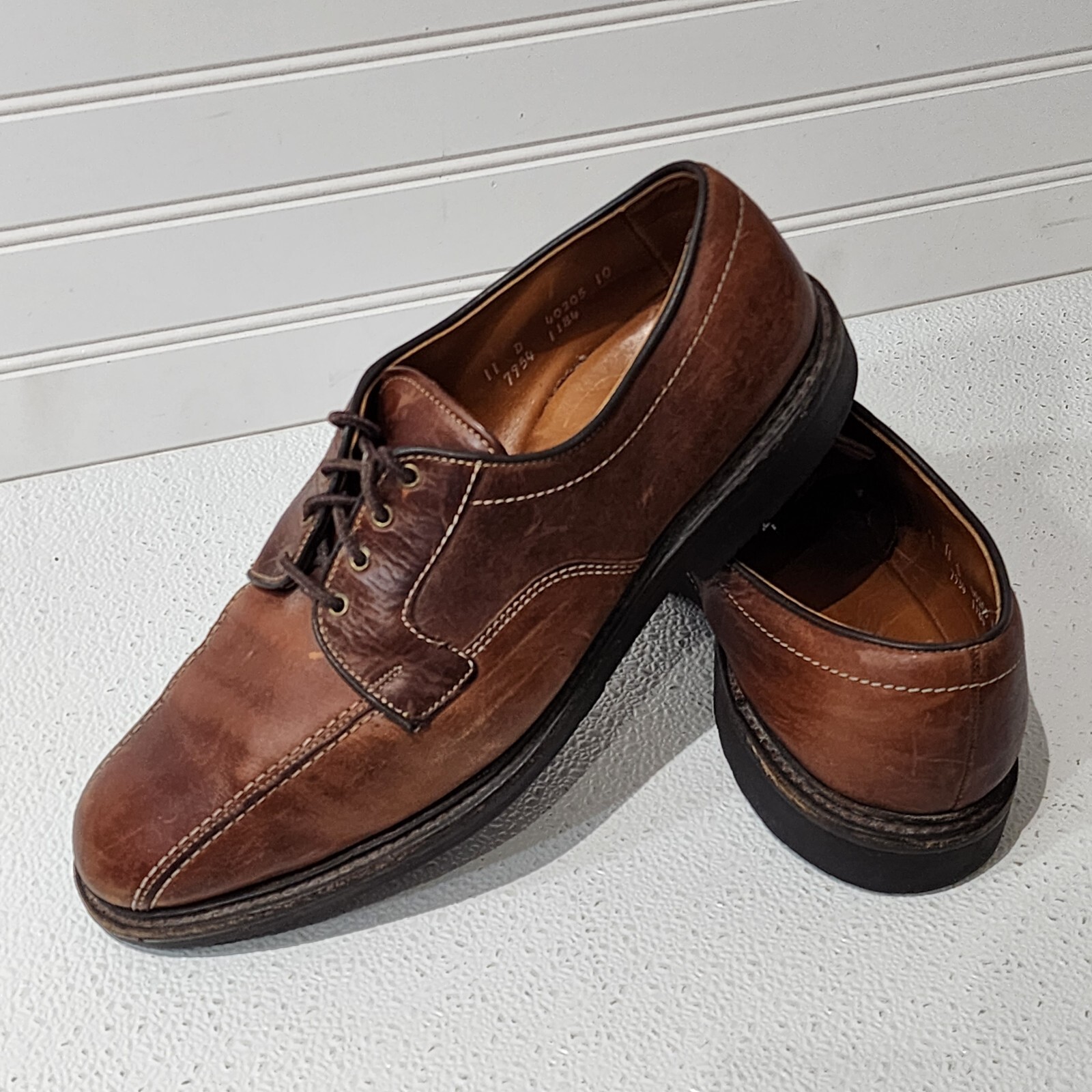 SAOLA Scarpe derby Allen Edmonds MAPLETON pelle marrone punta bicicletta USA uomo 11 D