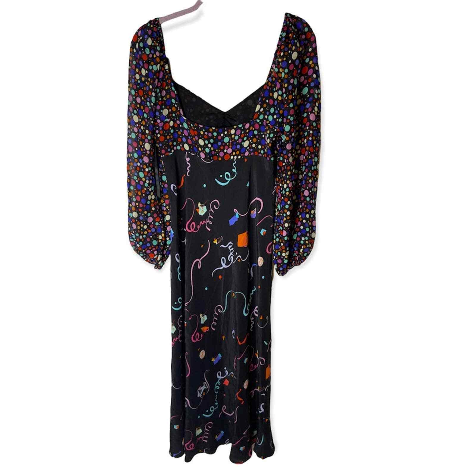 Rixo gio confetti puff sleeve party drinks midi dress Gem