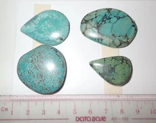 Turquoise Stone Flat Free Form Cabochon 123.5 Carat 4 pieces 24.7 gram