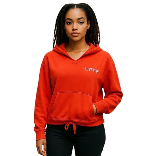 PINK | Victoria Secret Orange V-Neck Crop Hoodie Size XXL Drawstring Hem - Picture 1 of 11