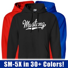 Mustang Script HOODIE  Classic Jersey Dad Father Mens Hooded Sweatshirt