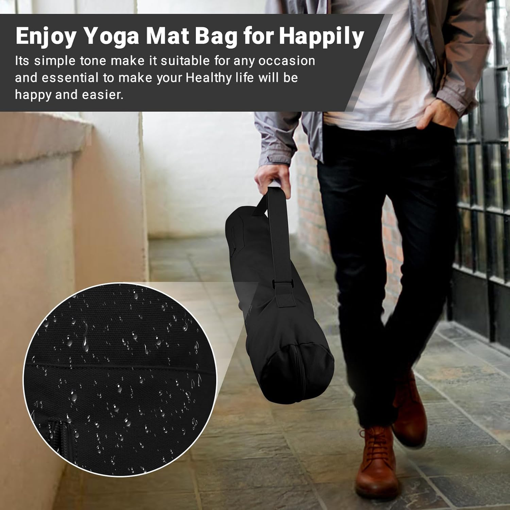Eco-Friendly Canvas Yoga Mat Bag with Multi-Pocket Storage  