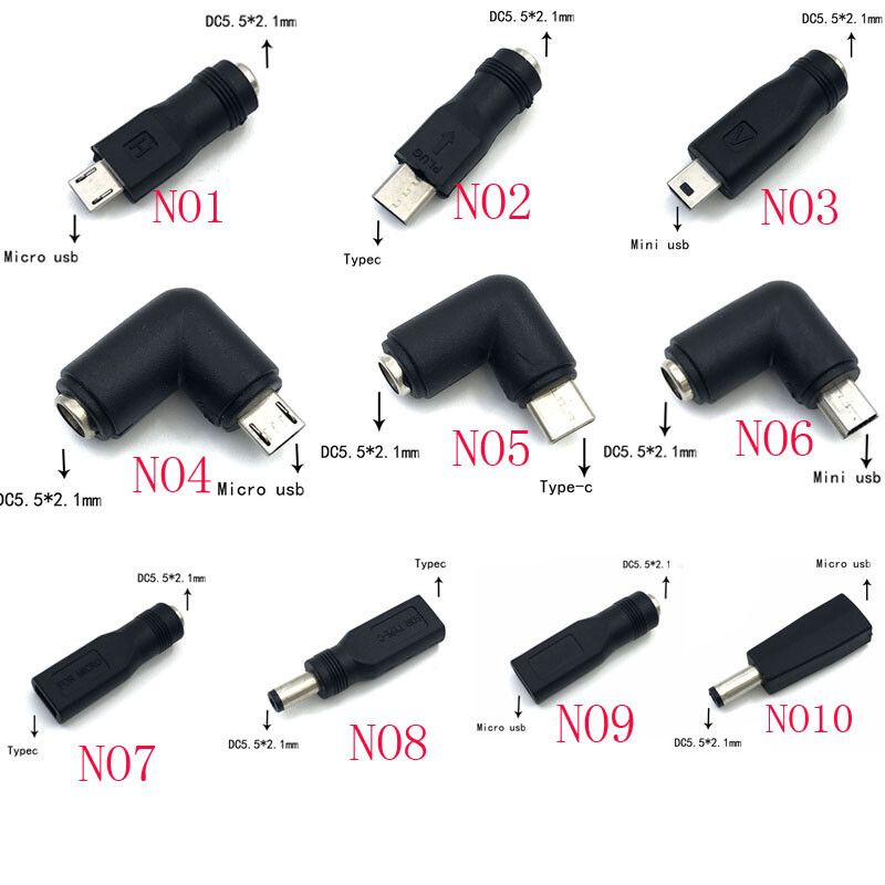 DC mm Micro Type C USB-C Mini USB DC Power Connector Adapter Jack  90°
