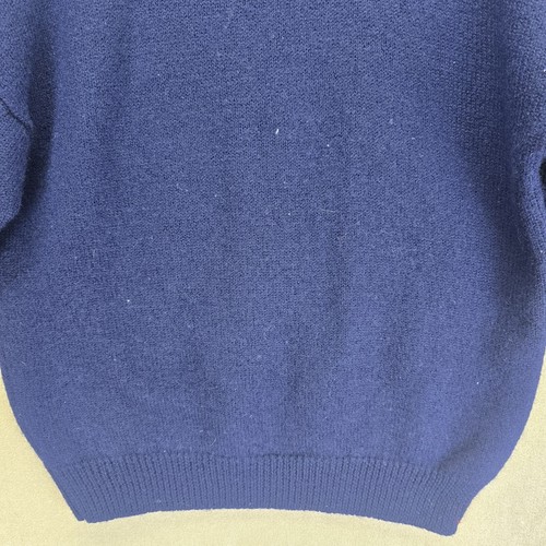 Deans Of Scotland 100% Wool Womens Blue Sweater W/ Floral Needlepoint Size Xl - Picture 23 of 23