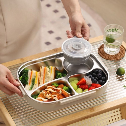 Brotdose Bento Edelstahl Auslaufsicher Suppentopf 4 Fächer 1500ml 2000ml - Bild 7 von 19