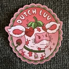 DUTCH Bros LUV Pink COW February 2024 STICKER Collectible WINDMILL Heart RARE