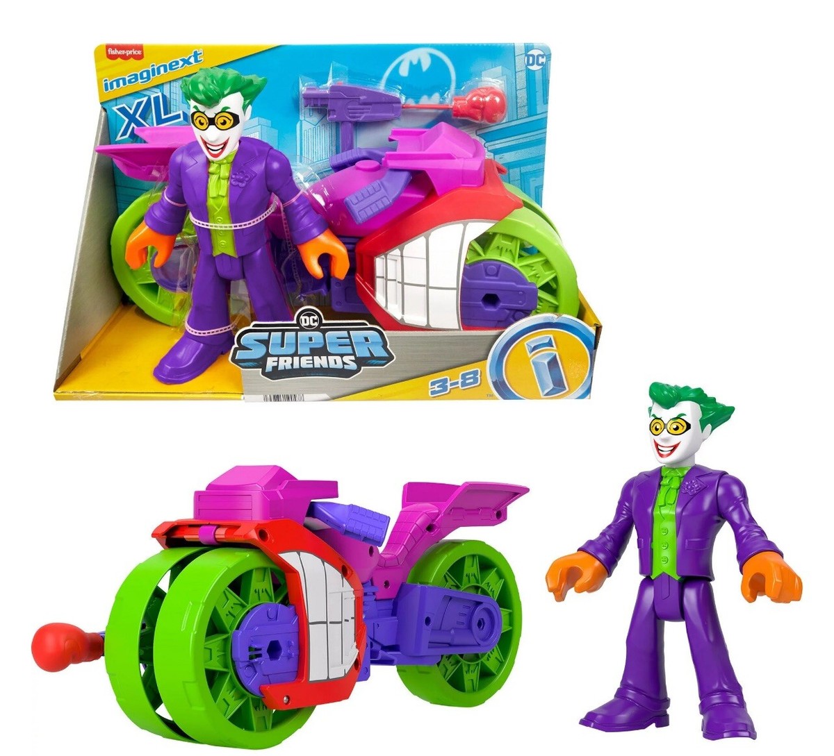 Imaginext DC Super Friends The Joker XL Figure and Laff Cycle