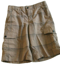 Tony Hawk Boys Youth Size 16 Shorts Brown Plaid Casual Large Net Lined Pockets
