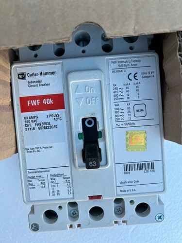 CUTLERHAMMER FWF 3036L UNTERBRECHUNGSSCHALTER 63 AMPS 690 VAC - Bild 3 von 4