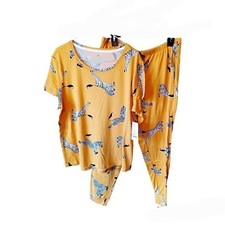 Secret Treasures Women's Pajamas Set-L-ZEBRA-Gold-Jogger Pants