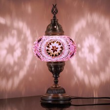 DEMMEX Tiffany Style Colorful Handmade Glass Mosaics Table Lamp