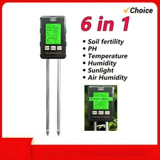 6in1 Soil Tester Soil Fertility pH Temperature Humidity Soli Analyzer Versatile