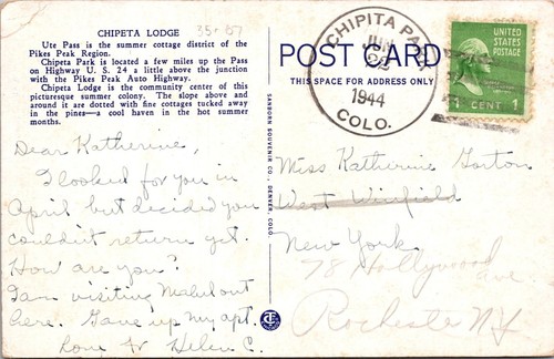 1944 DPO - Chipita Park, Colo - Postcard - F58105 | eBay