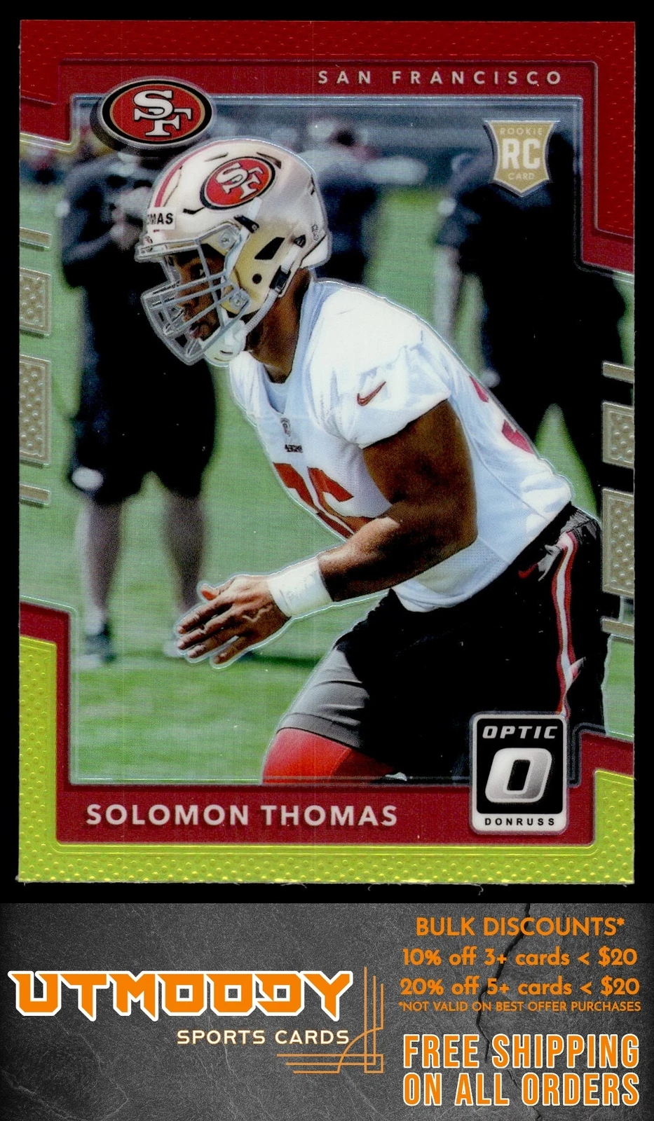 2017 Donruss Optic 116 Solomon Thomas San Francisco 49ers Red Yellow Rookie RC