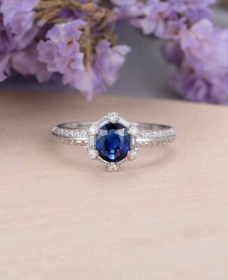 2Ct Round Cut Simulated Sapphire Stunning Engagement Ring 14k White Gold Plated