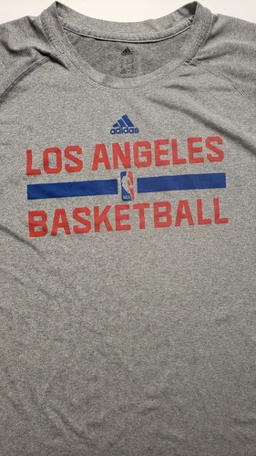 Adidas Los Angeles Basketball Gray T-Shirt Mens Size XL Climalite Free Shipping - Picture 2 of 10