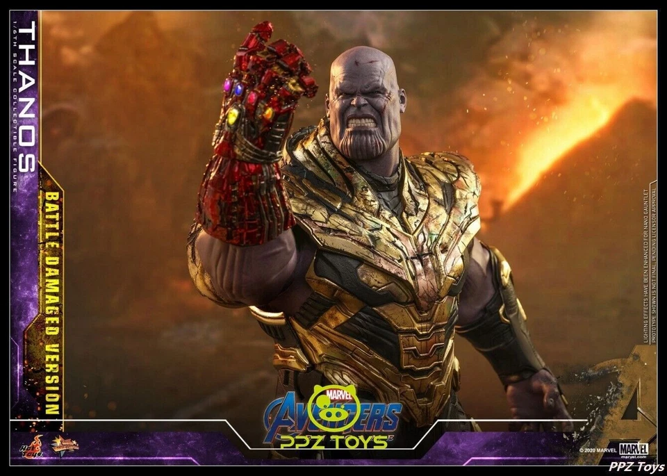 Figuras de acción dañadas 1/6 MMS564 Hot Toys Marvel Avengers EndGame Thanos Battle Foto 2 de 4