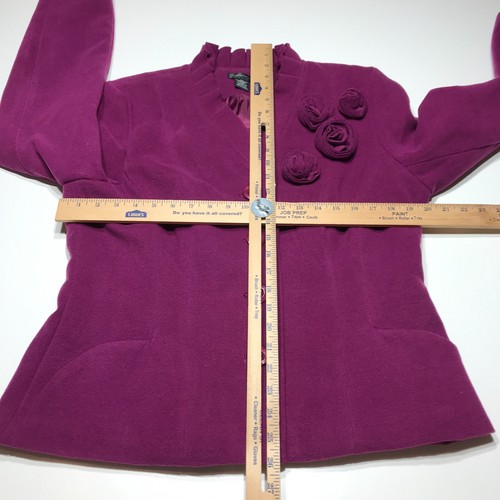 Spense Jacket Womens Size XL Purple Button Front w/ Fabric Flower Embellishment - Picture 10 of 12