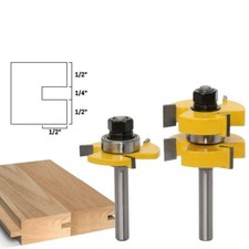 2Pcs 8mm Shank Tongue and Groove Router Bit Set 1-1/4" Stock Woodworking Cutter