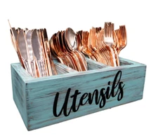 Rustic Utensil Cutlery Holder, Perfect for Parties, BBQs and Outdoor Gatherings