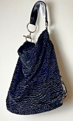 Textured Brocade Black Silver Shoulder Bag Hobo Colin + Colette *Imperfections
