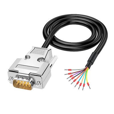 DB9 Solderless Breakout Connector with 5Ft 24AWG Replacement Cable Metal Shel...